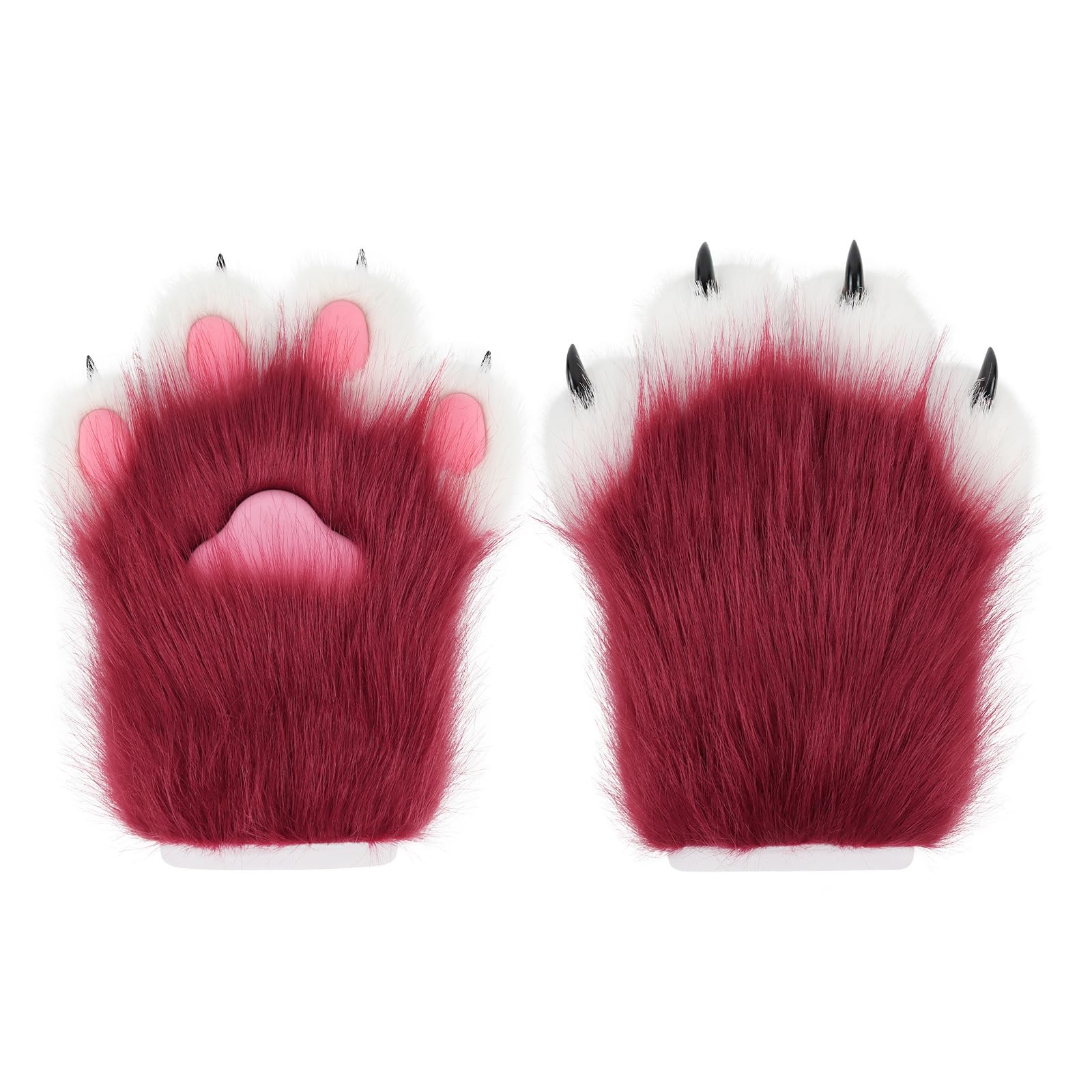 Guantes peludos de felpa con patas de gatos, guantes de patas de animales para eventos temáticos de vacaciones, disfraces para mujeres y niñas, accesorios de disfraces, guantes cálidos para niños