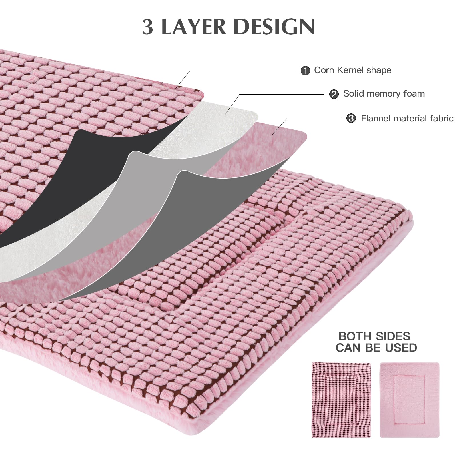BVAGSS Cuscino per Cane Reversibile, Ultra Morbido Materassino Lavabile, Ortopedico Letto per cani Cuscino Cane Memory Foam Suave y Cálido XH079 (91x58x4cm,Pink)