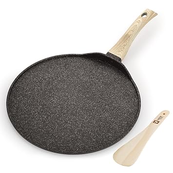 ivbox Indo-Series 4.5mm Thick Anti-Bulge 30cm Tawa Non Stick Flat Dosa Tava (Induction and Gas Stove Compatible), 300 mm, Aluminium, Black