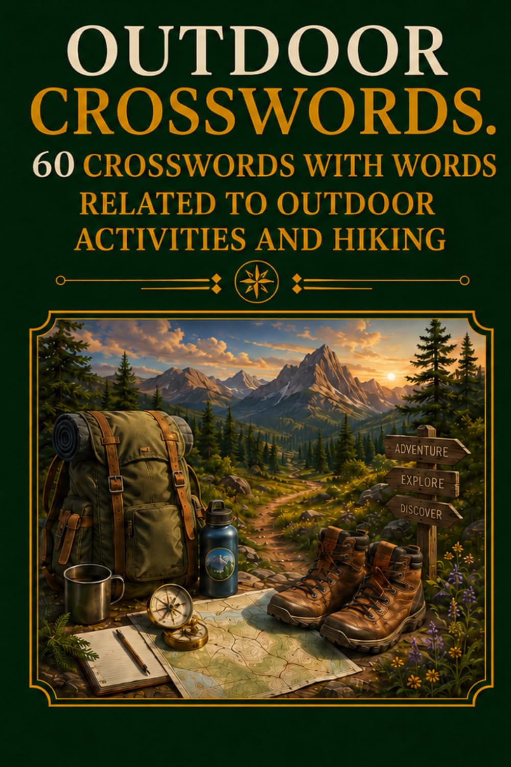 OUTDOOR CROSSWORDS. 60 crosswords with words related to outdoor actiivites and hiking.: | 6x9 Inches, 120 Pages | 60 Puzzles | Solutions Included|