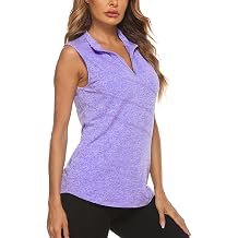 Women's Sleeveless Golf Tennis Polo Shirts Zip Up Dry Fit Workout Tank Tops Athletic Shirt