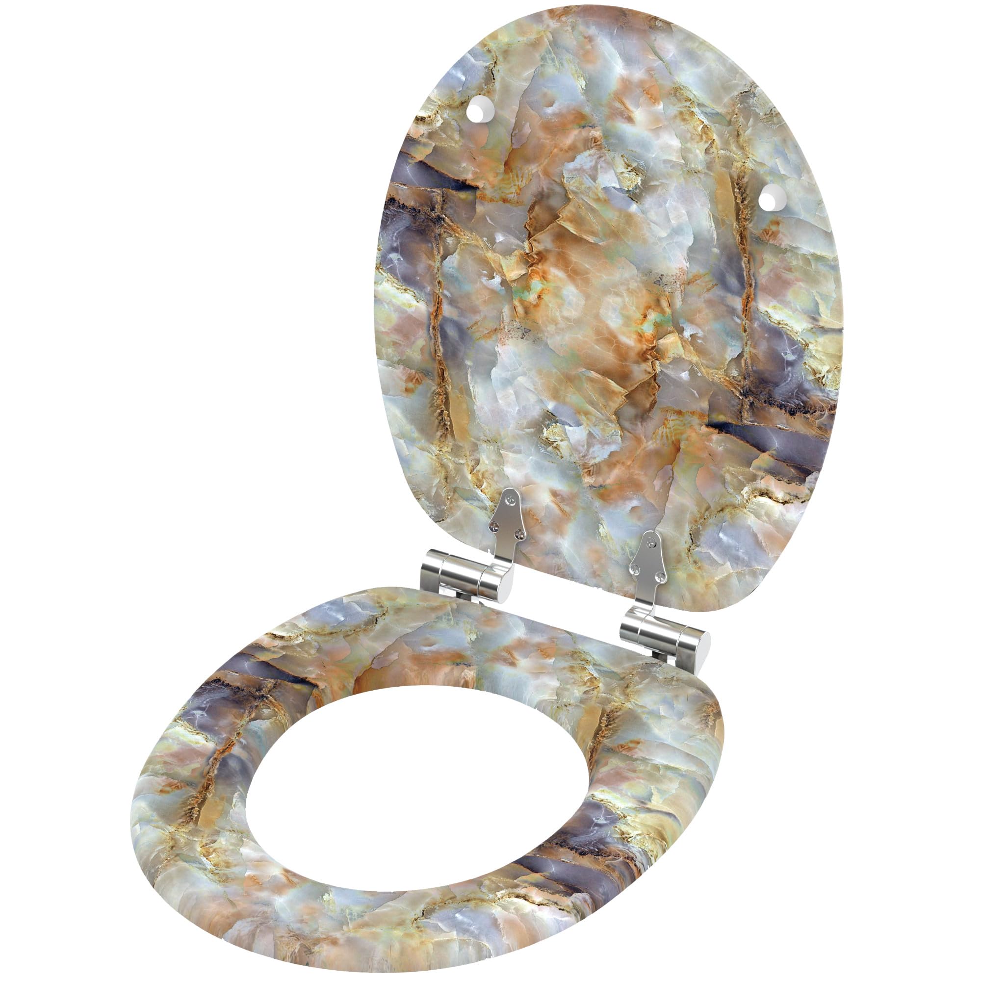 Sanilo Soft Close Toilet Seat, Wide Choice of New Toilet Seats, Stable Hinges, Easy to Mount (Marble Brown) - Image 4