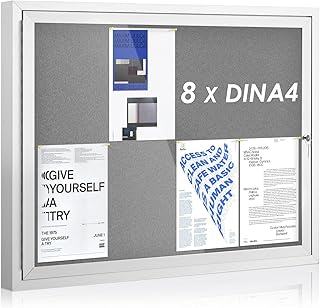 Swansea Schaukasten Außen Wetterfest 8 x A4 (A1), Alu Infokasten, Grau FilzrüCkwand, Abschließbarer, Aushangkasten Wetterfest für Innen & Aussen, für Büros, Hotels und Restaurants, 95x71cm