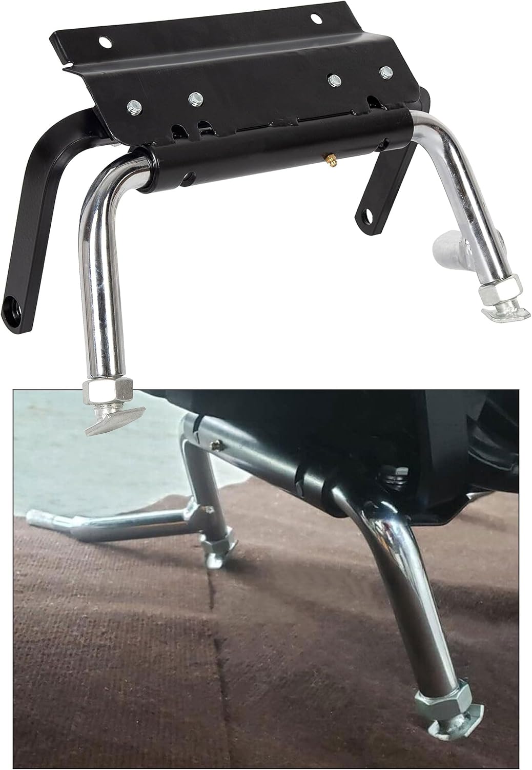 KUAFU Adjustable Center Stand Compatible with 1998-2008 Harley Touring Electra Glide Road King Road Glide FLT FLH Models Heavy Duty Steel Replacement for 91573-06