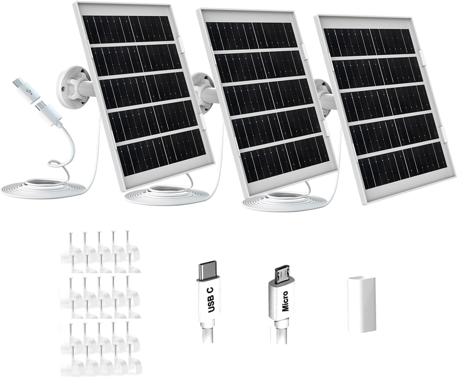 Baaletc 3 Pack 7W Solar Panel for Eufy Camera, Solar Panel Compatible with Eufycam 2C/2C Pro/2/2 Pro/E20/E40/E, USB Solar Panel with USB-C Port Outdoor Camera, 9.8ft Cable with 360° Adjustable Bracket