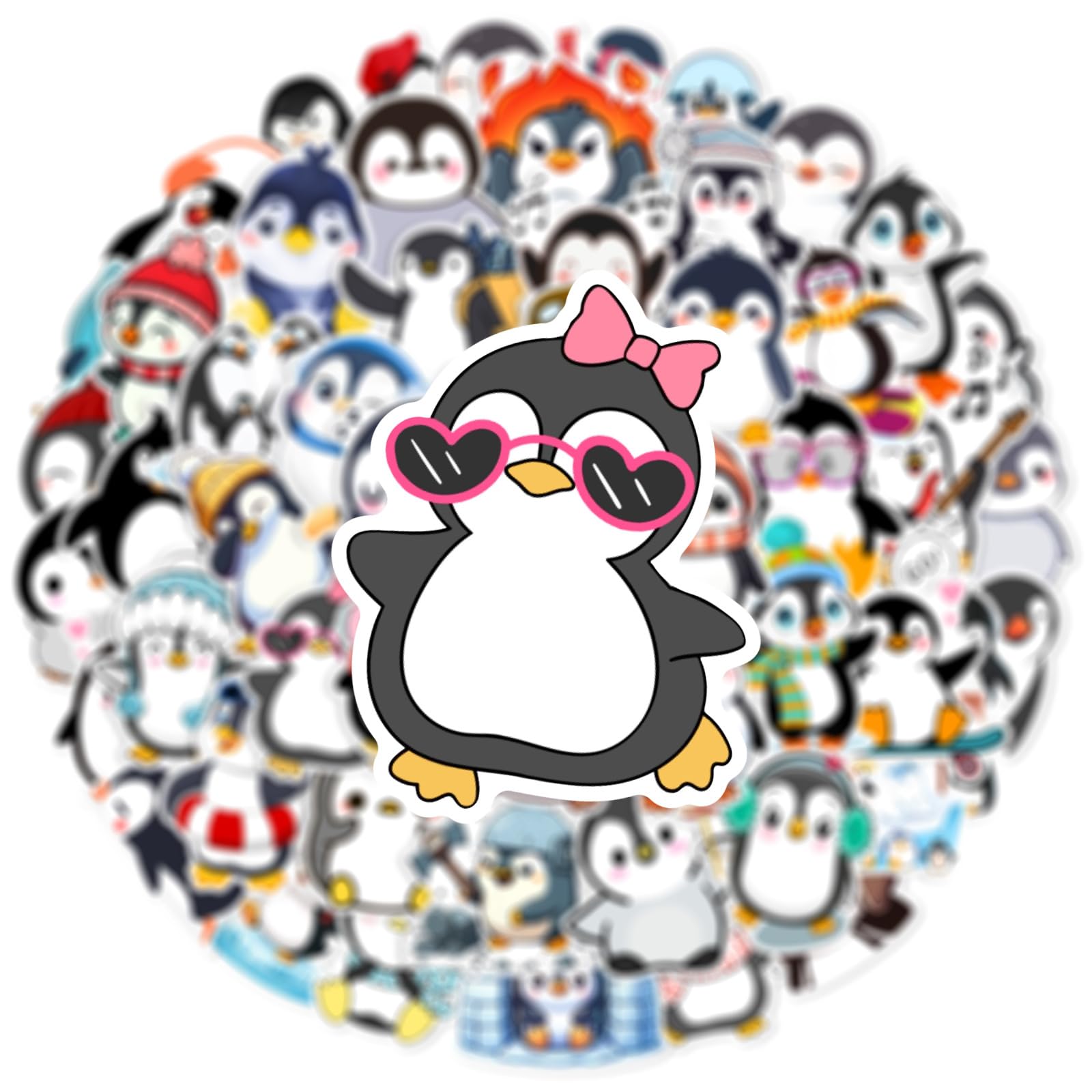 Adesivi a forma di pinguino, 60 pezzi, divertenti decalcomanie per decorare computer portatili, etichette adesive in vinile a forma di pinguino, per fai da te, paraurti, finestre, chitarra,