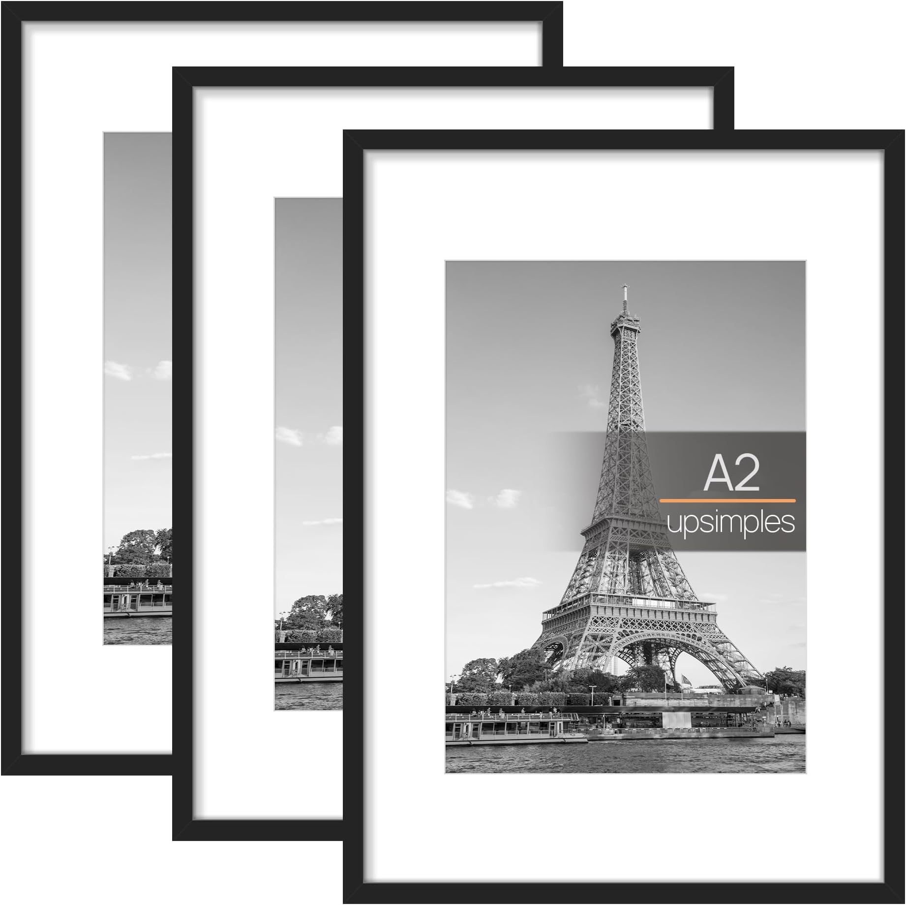 upsimples A2 Picture Frame, 3 Pack Black Photo Frame, A2 Frames 42 x 59,4cm