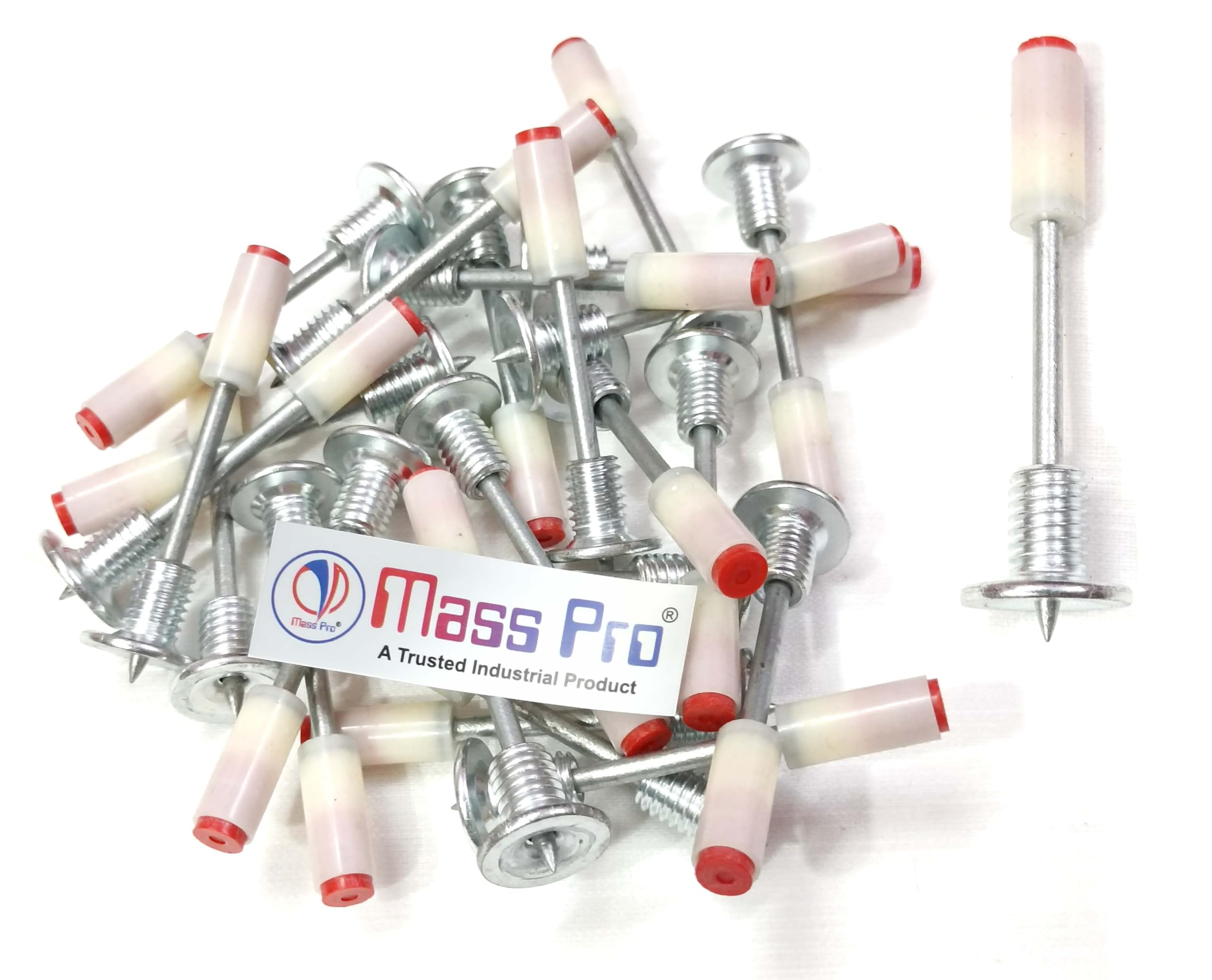 Mass Pro Mini Threaded Cannon Nail Set, M8 32mm, Steel with Positioning Sleeve, 25 Pieces, for Interior Ceiling Tiles Installation-image-11