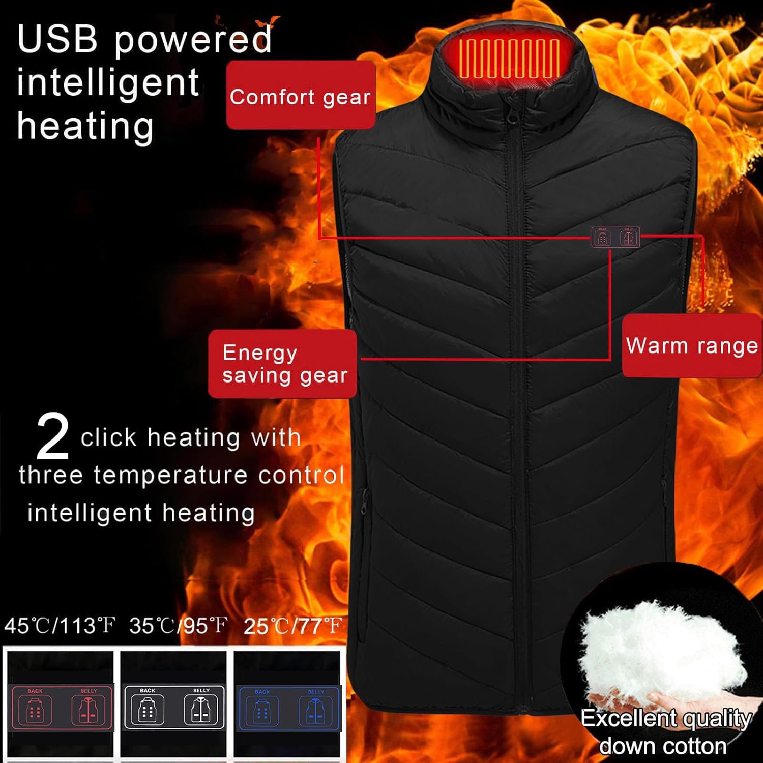 Heated Vest for Women and Men Winter Thermal Warm Vests,No Battery Pack Lightweight Outdoor Work Heating Jacket Coat