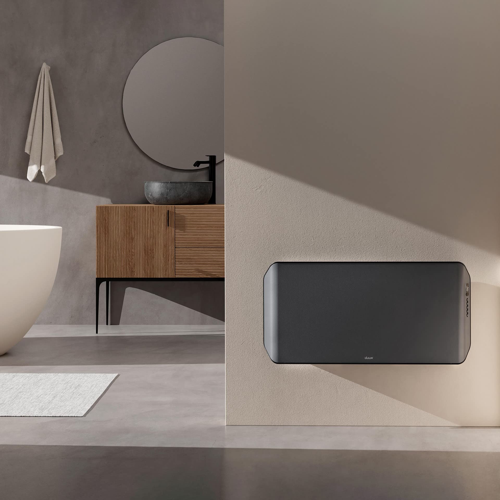 Duux Edge Smart 1500 W Riscaldamento elettrico a risparmio energetico – Convettore elettrico – Termoventilatore da bagno – Radiatore con termostato – Riscaldatori elettrici per ambienti fino a 20 m² –