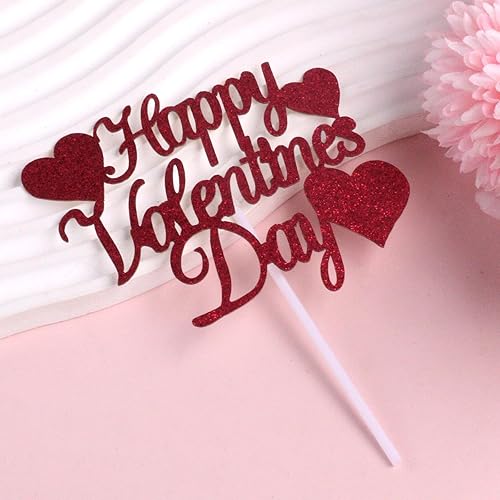 Miniatura 3 de 10 adornos para tartas del día de San Valentín, decoración de pastel de corazón con purpurina roja, decoración de pastel de San Valentín, decoración