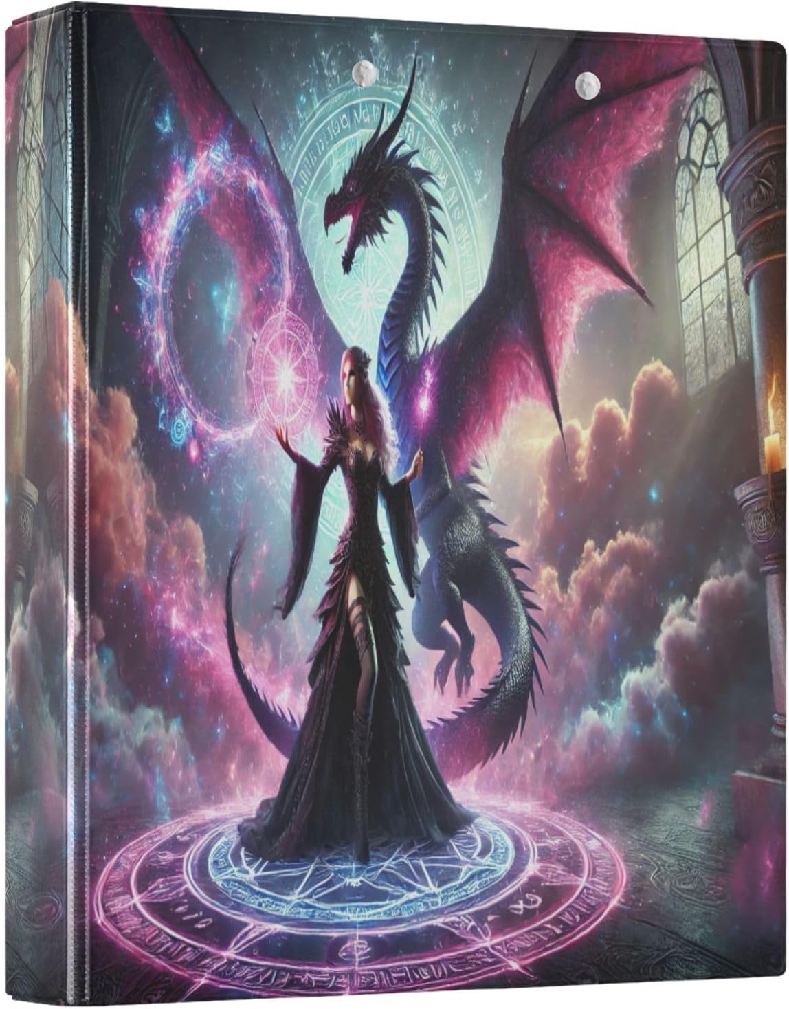 Sorcerer Dragon Magic 2 Inch 3 Ring Binder with Pockets Folder with Clipboard 2 Pack Teacher Supplies