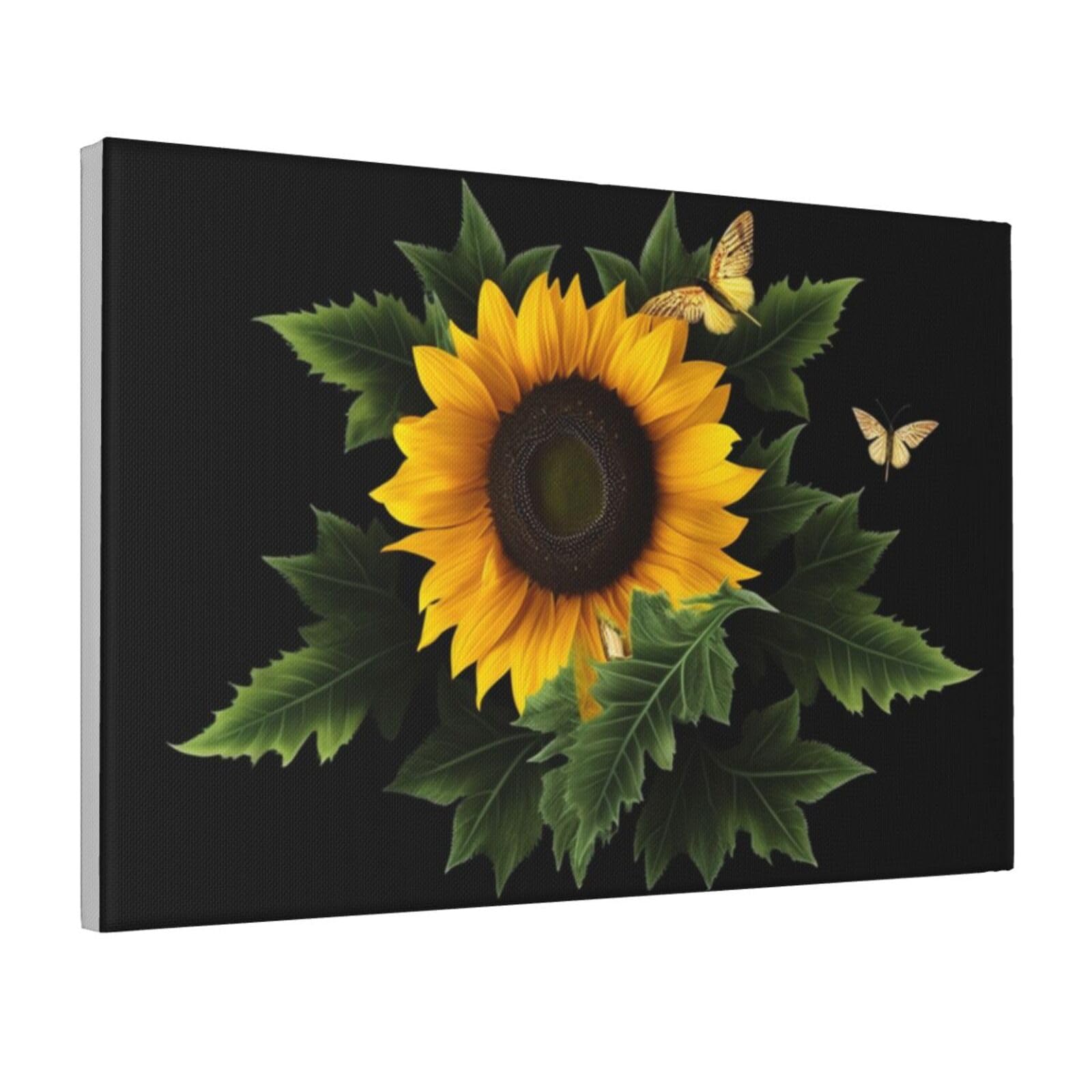 Framed Wall Art for Living Room Art Work, Weed with Sunflower Picture Prints Modern Office Wall Paintings Poster Aesthetic Wall Decorations for Home Decor Ready To Hang 16"x24"