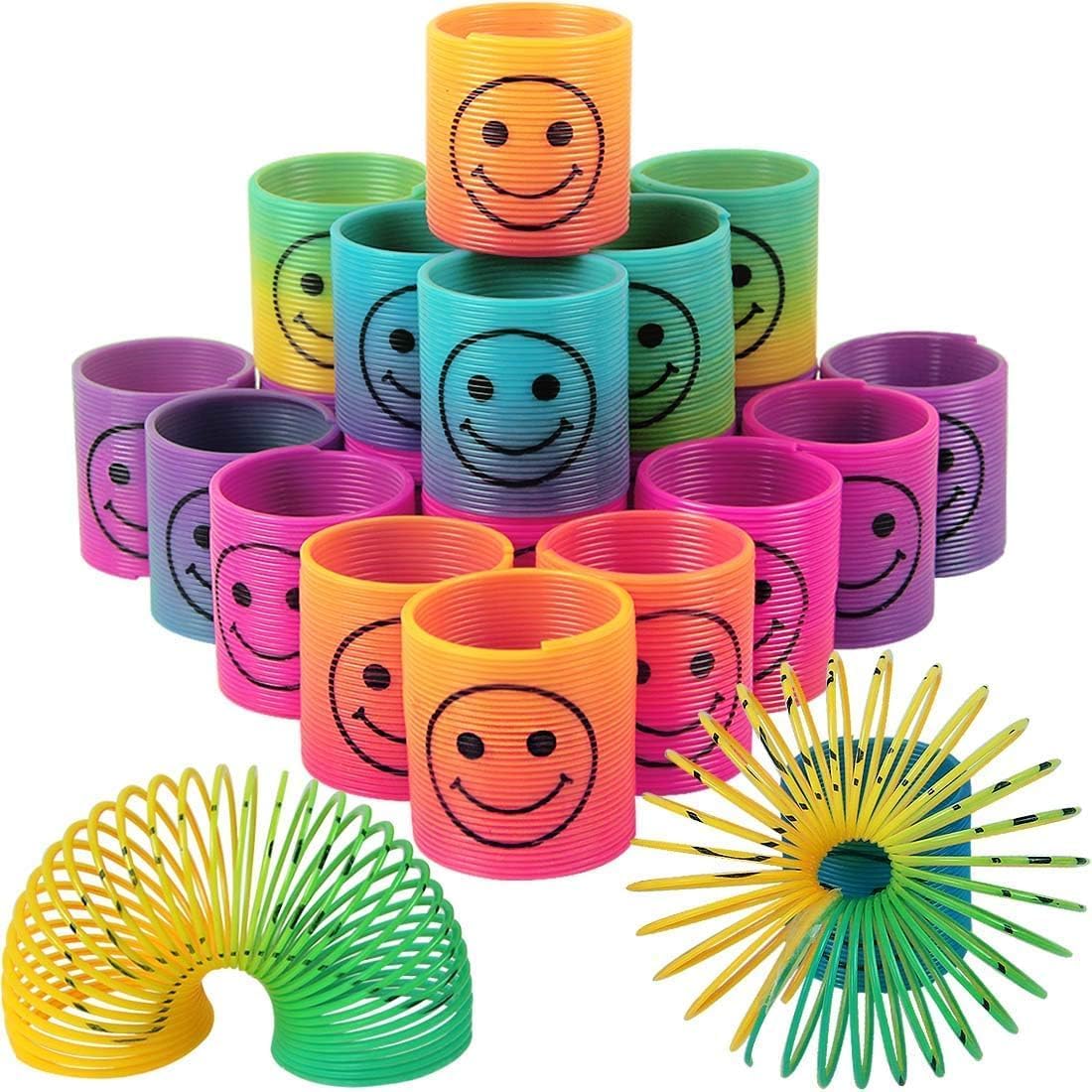 LISOPO24 Pieces Kids Birthday Gadgets Mini Smiley Springs Smile Spring Rainbow Magic for Party Supplies and Party Fillers Fun24…