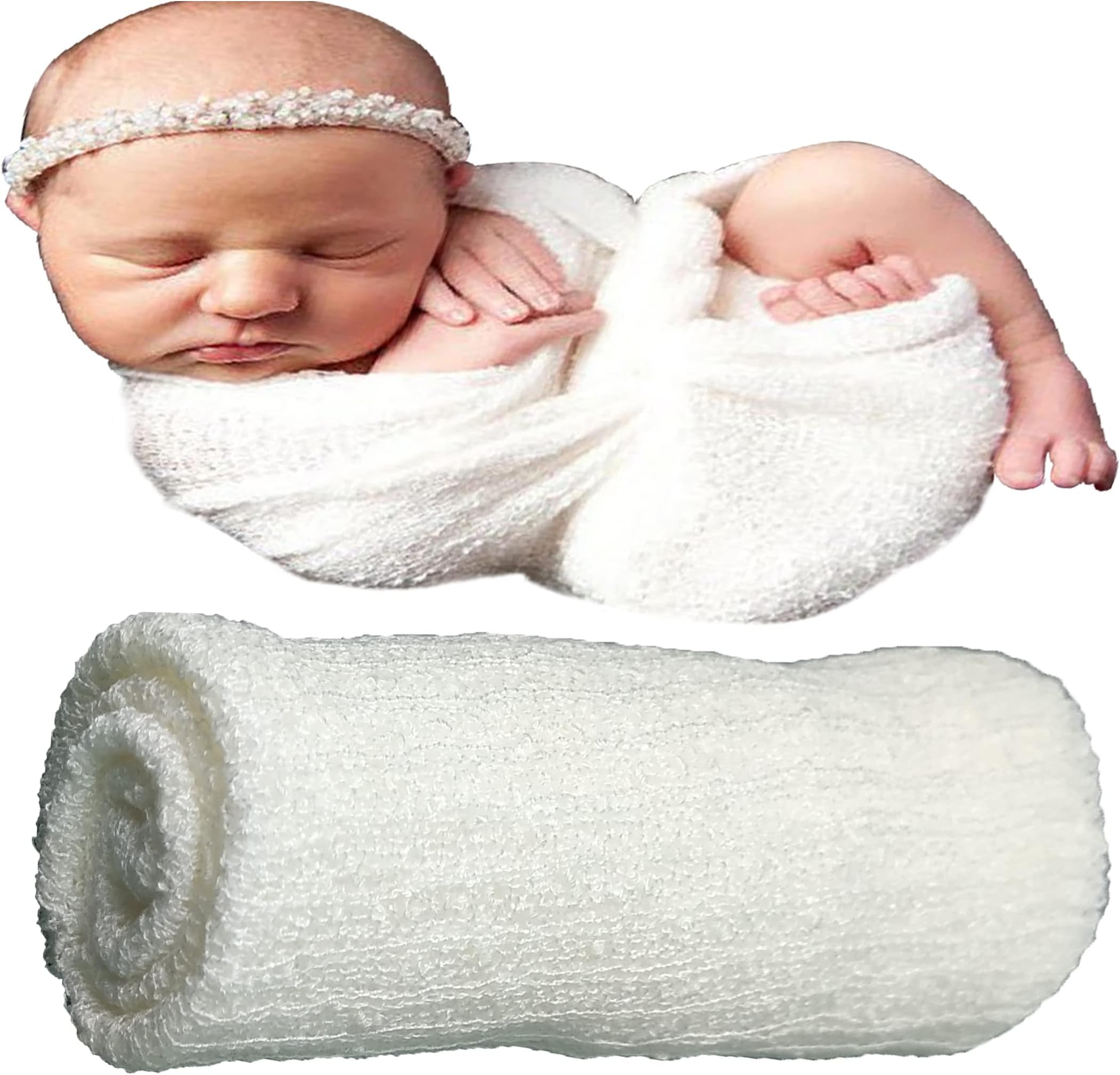 Baby Wrap Photography Props Stretch Without Wrinkle, Anti-Pilling, Breathable Blanket Swaddle Wrap (Pack of 1, Snow White)
