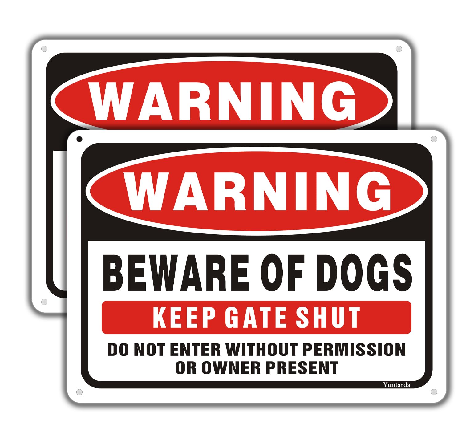 Beware of Dog Signs for Fence,Yuntarda 2-Pack 10"x7"Do not Enter Sign Keep Gate Shut Rust Free Reflective Metal Sign for Outdoor Use-image-3