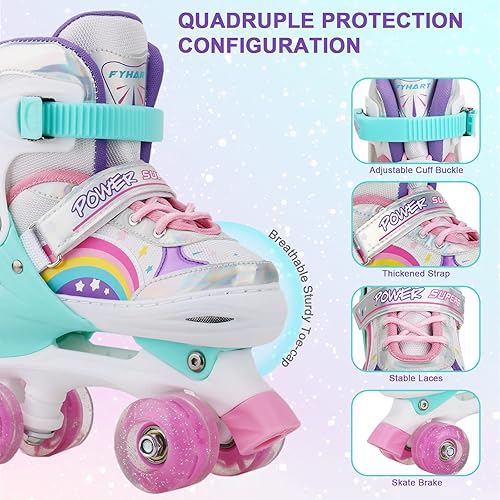 Miniatura 4 de Patines de ruedas para niñas y niños pequeños ajustables 4 tamaños para adultos y jóvenes con todas las ruedas iluminadas patines para niñas para