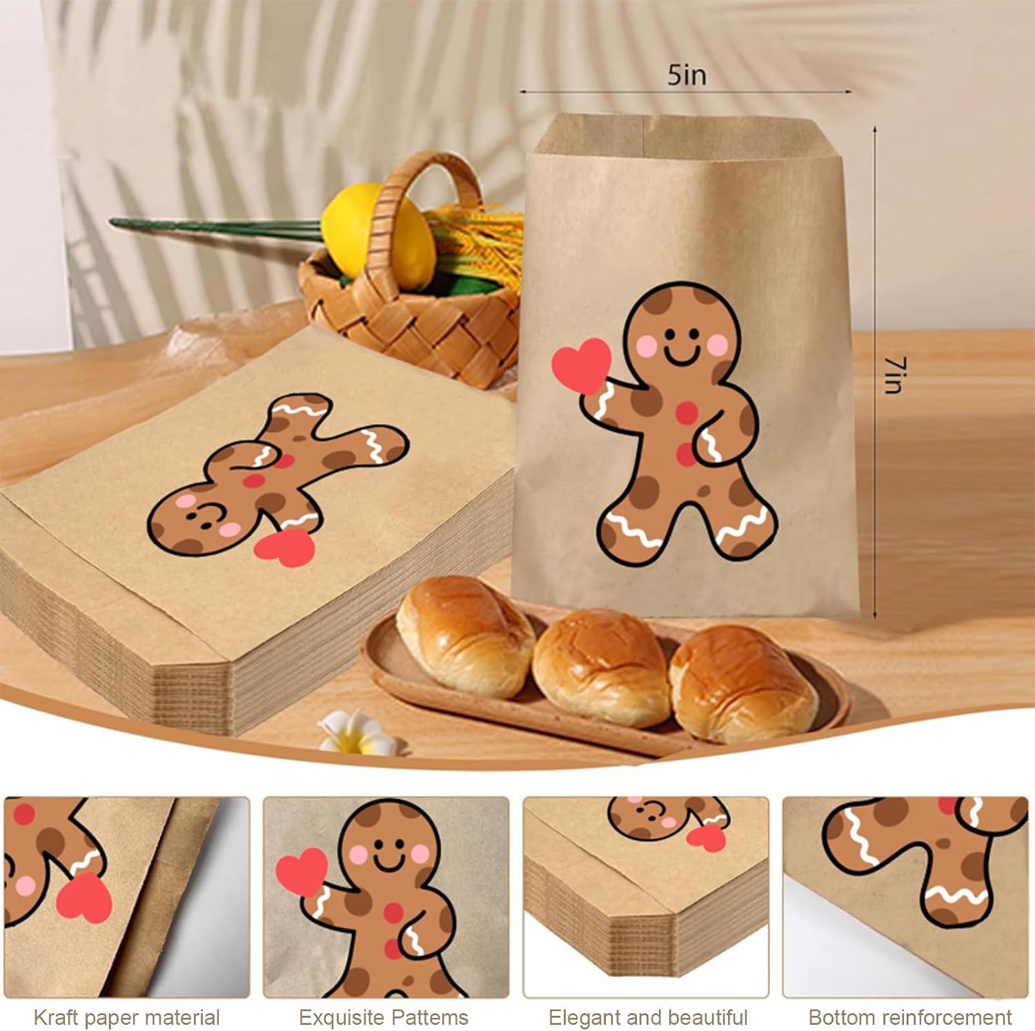 10-100pcs Personalized Full-Color Printed Paper Bag, Custom Photo, Text, and Logo 5x7 Inch Kraft Treat Bags for Candy, Biscuits, Wedding Favors, Birthday Party, Candy Buffet and Envelope Decoration
