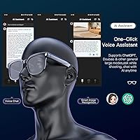Vista 5 de Lentes inteligentes AI con cámara 4K, gafas de sol de grabación de video Bluetooth, traductor en tiempo real para más de 100 idiomas, asistente