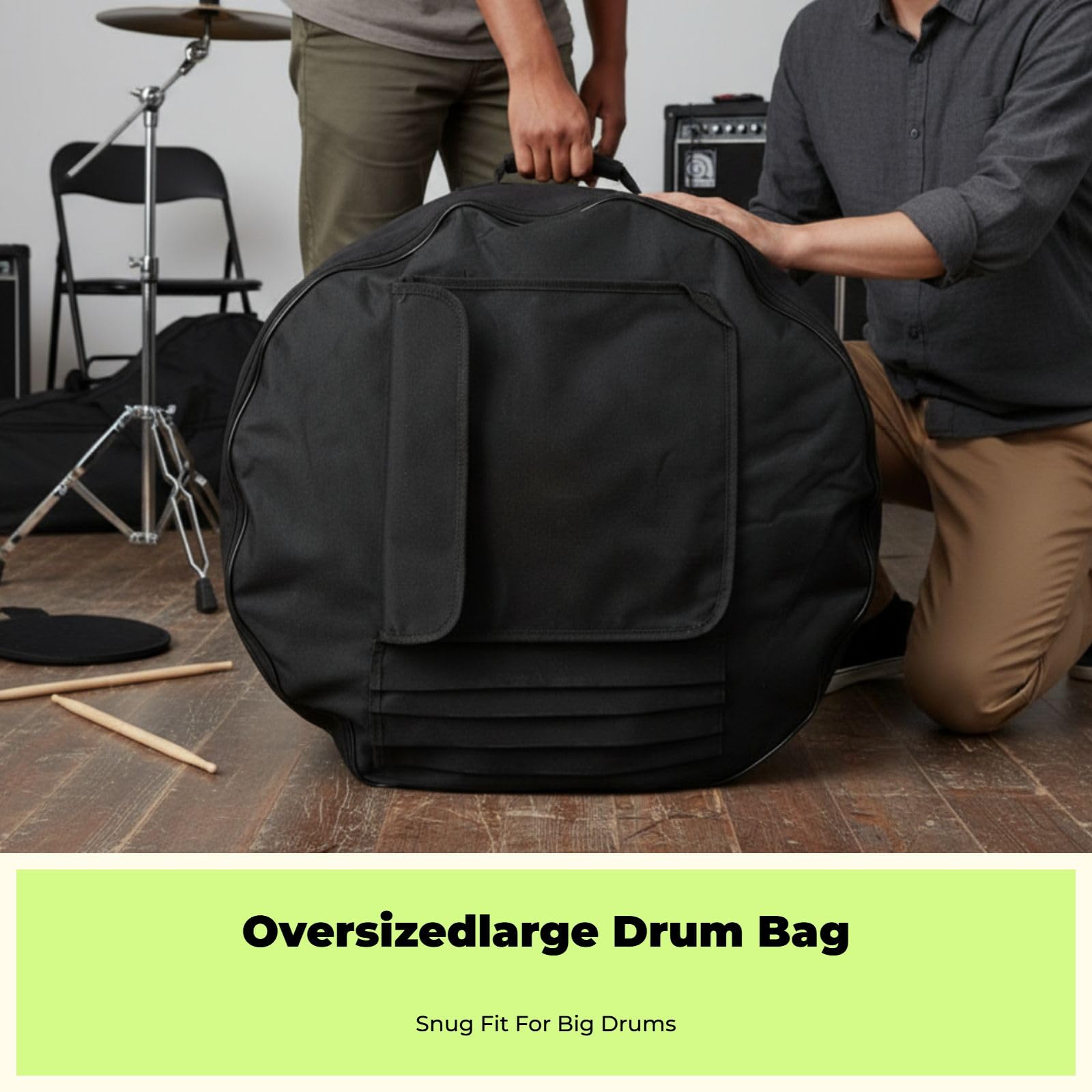 F Fityle Housse de de Sac En Tissu Oxford pour Grosse Caisse pour Pièces de Percussion de, Noir, 25 pouces