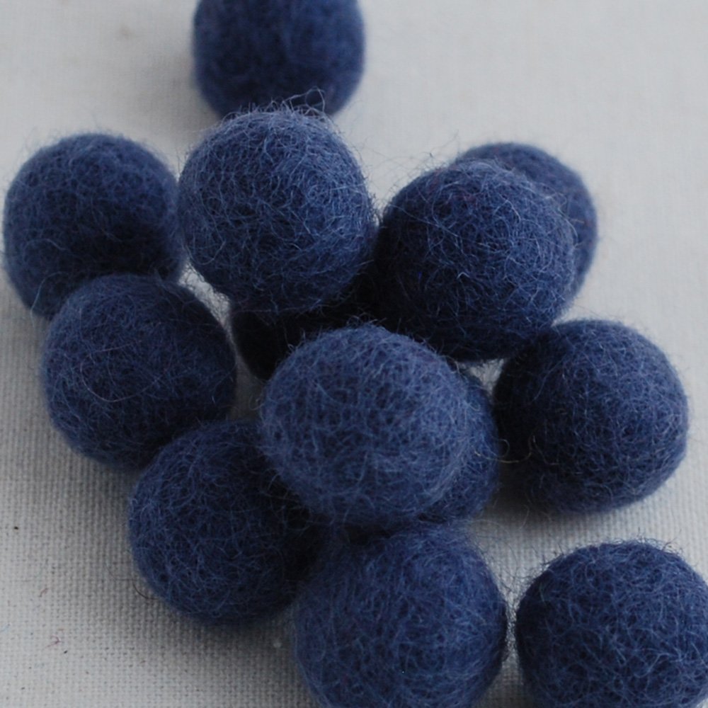 100% Wool Felt Balls - 1.5cm - 10 Felt Balls - Smoke Blue