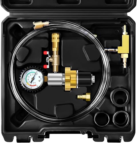 Miniatura 10 de JIFETOR Kit de herramientas de recarga de refrigerante para radiador de purga al vacío, tanque de agua para automóvil, juego de llenado de cambio de