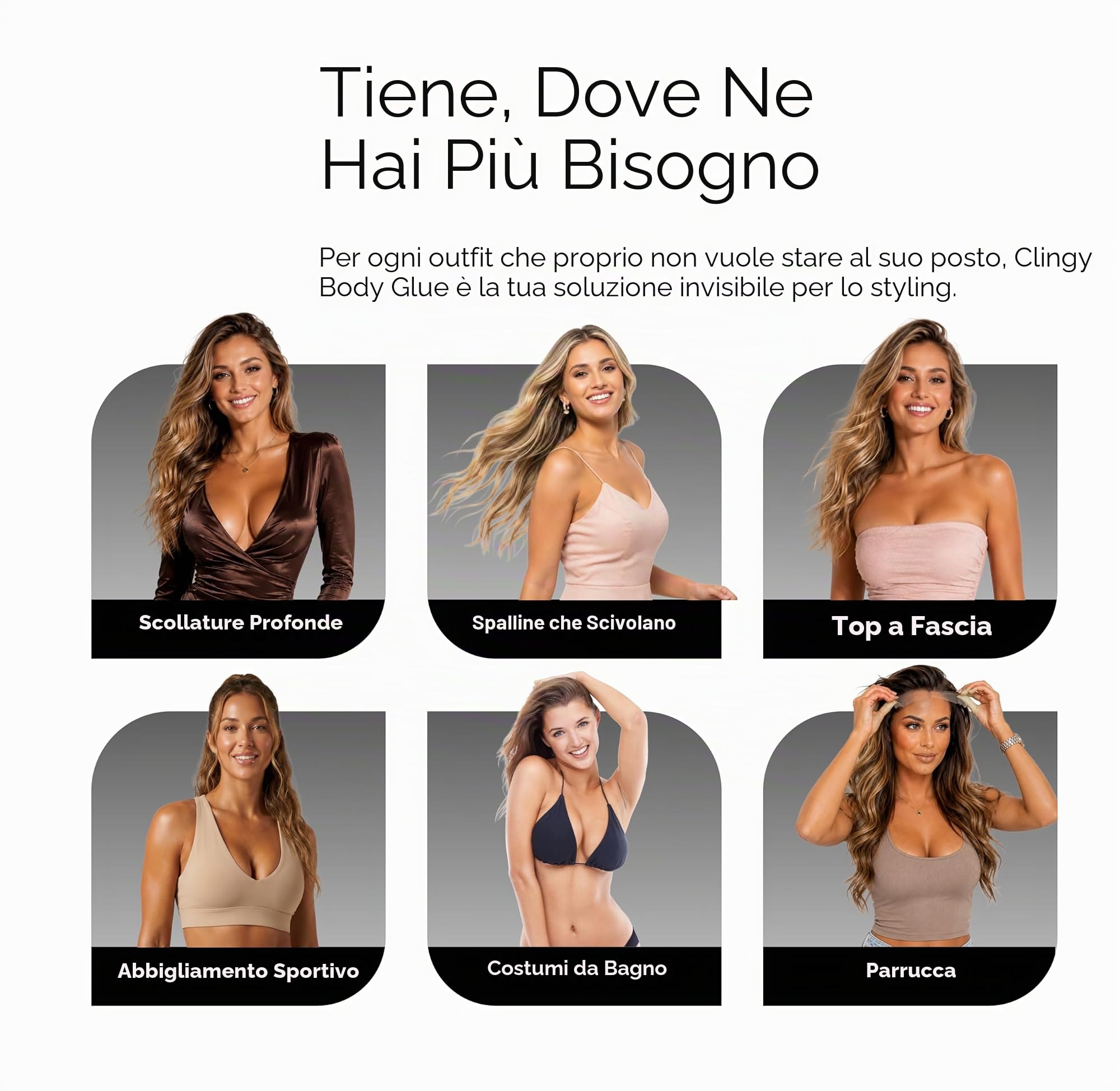 Masotta Clingy - Colla per il corpo, resistente al sudore e sicuro per la pelle, ideale per la moda e lo styling, fissante per abiti e capi senza spalline, roll-on da 20 ml