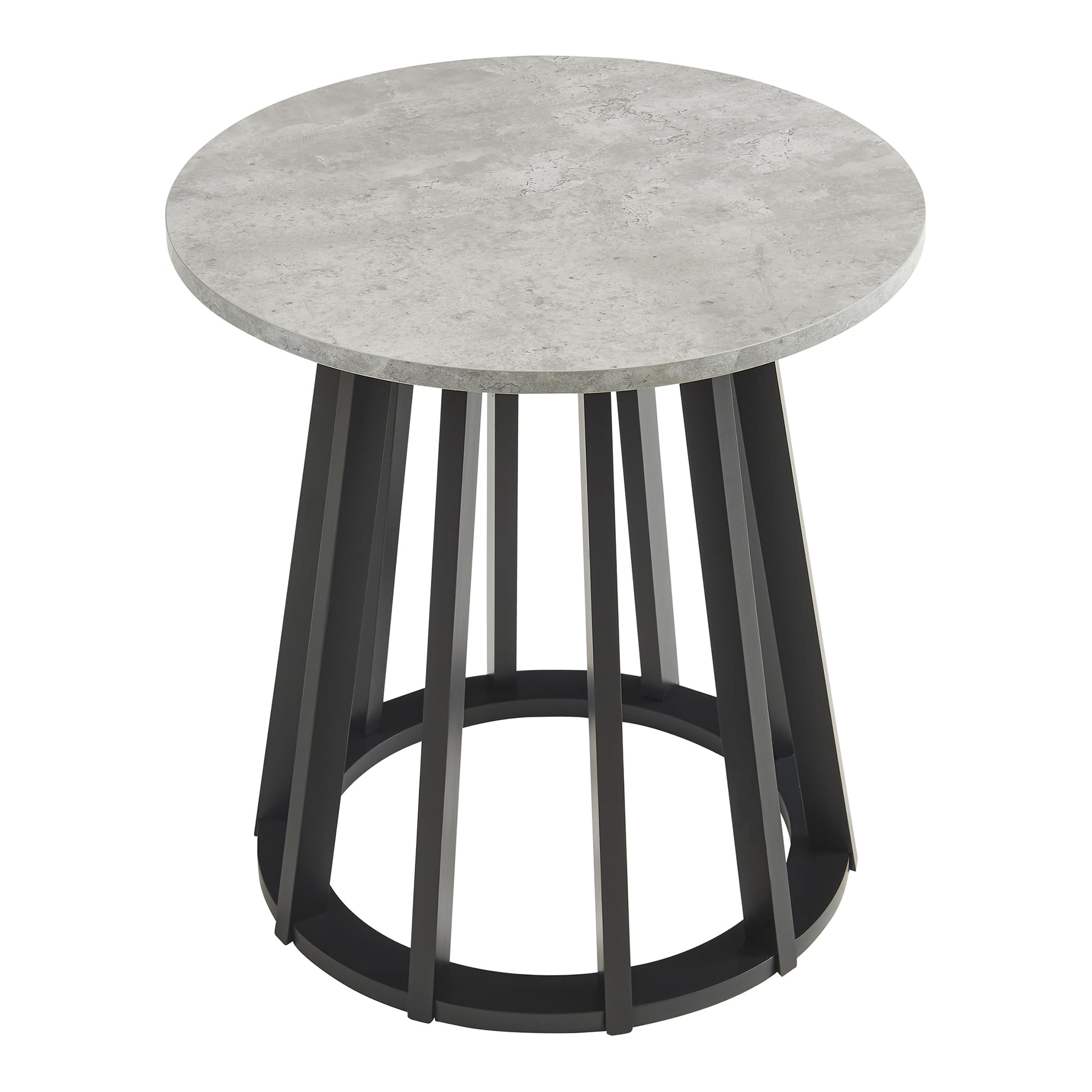 [en.casa] Table d'Appoint avec Plateau Rond Bout de Canapé Table Basse Guéridon Design Intemporel pour Salon Chambre Bureau MDF Bambou 48 x 48 cm Effet Béton Noir