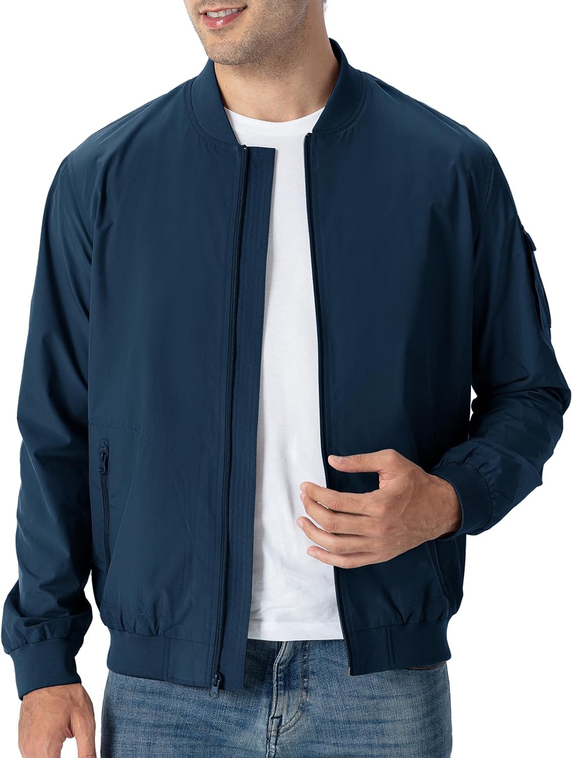 TBMPOY Men's Lightweight Bomber Jackets Light Windbreaker Casual Stylish Fall Golf Zip Up Dress Business Varsity - Image 2