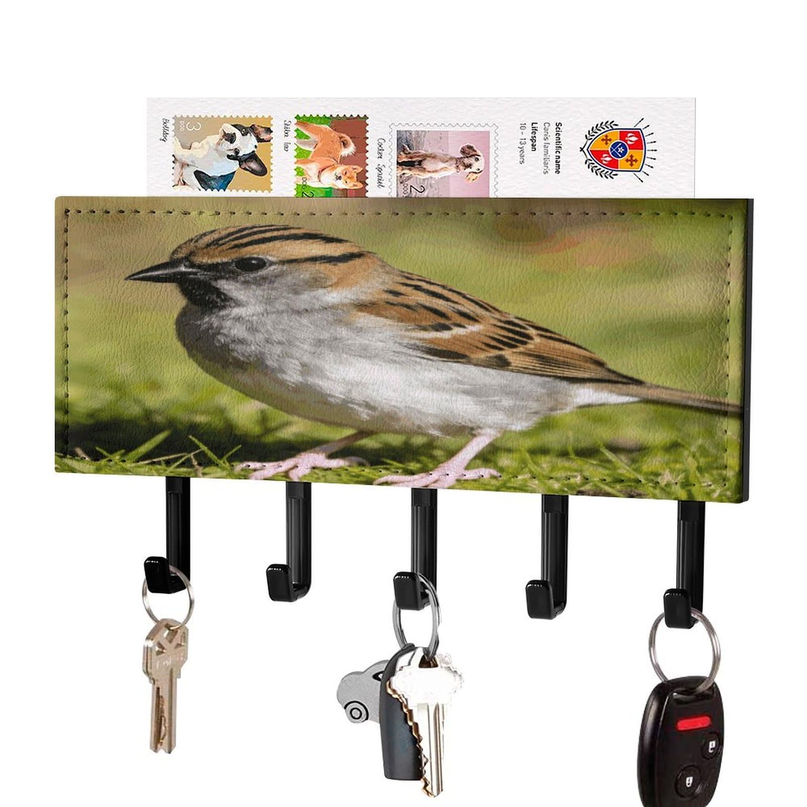 MUSM Sparrow Key Holder for Wall,Mail Organizer Wall Mount with 5 Hooks,Easy Installation Key Rack for Home Decor, Hallway, Entryway, Appartment