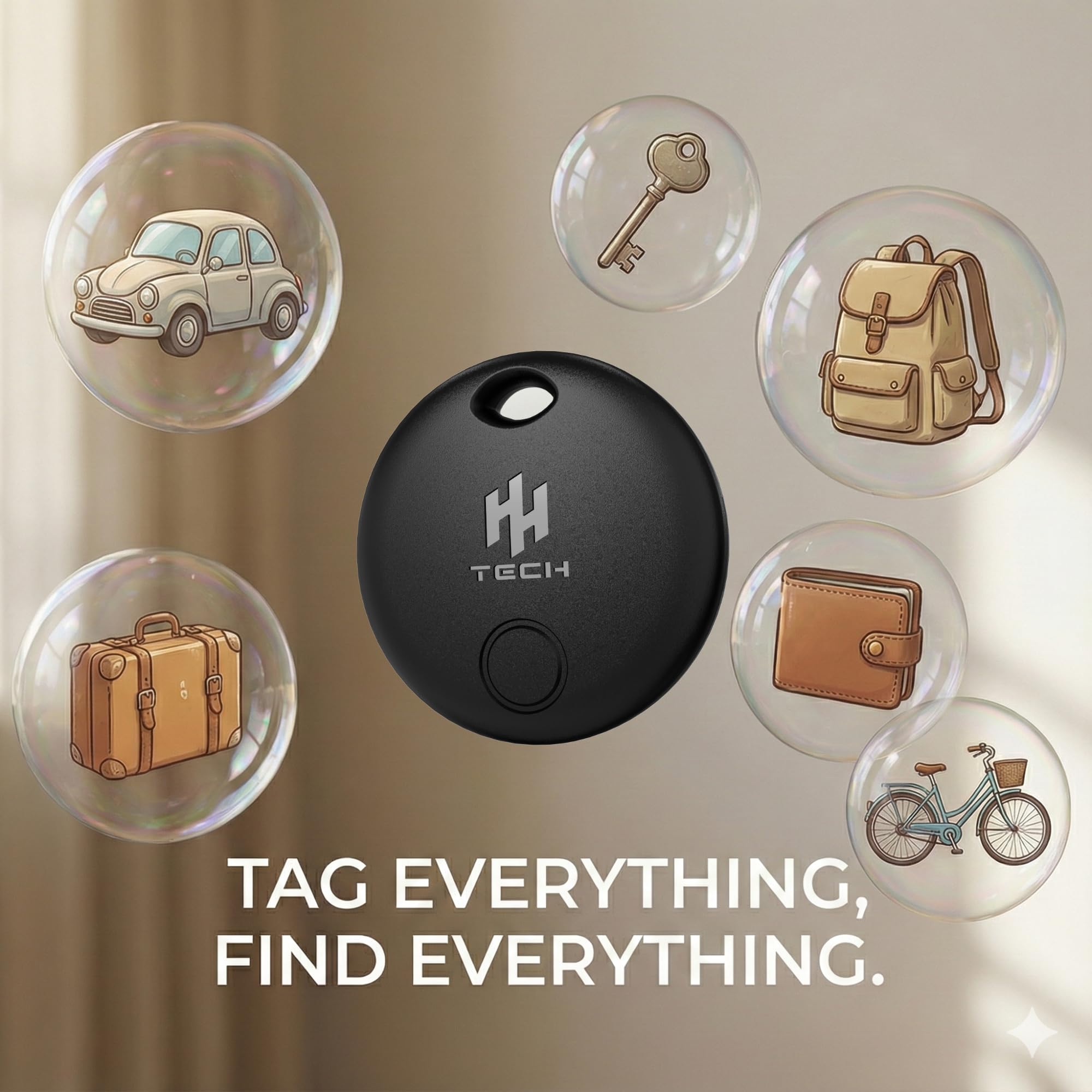 HH-Tech Smart Tracker Tag (confezione da 2) Dual Sytem per dispositivi Apple e Android, batteria sostituibile, traccia facilmente il tuo portafoglio, borsa, valigia e altro con l'app Apple Find My e
