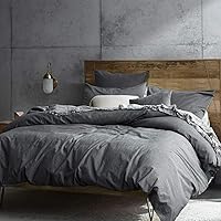 Vista 2 de ECOCOTT Juego de funda de edredón de 3 piezas, 100% algodón lavado, duradero, suave y cómodo, con cierre de cremallera, tamaño King California