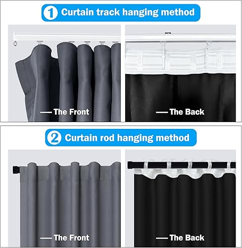 Miniatura 2 de Cortinas divisoras de habitación, para privacidad, totalmente opacas, con aislamiento térmico y reducción de ruido, para dormitorios, ventanas,