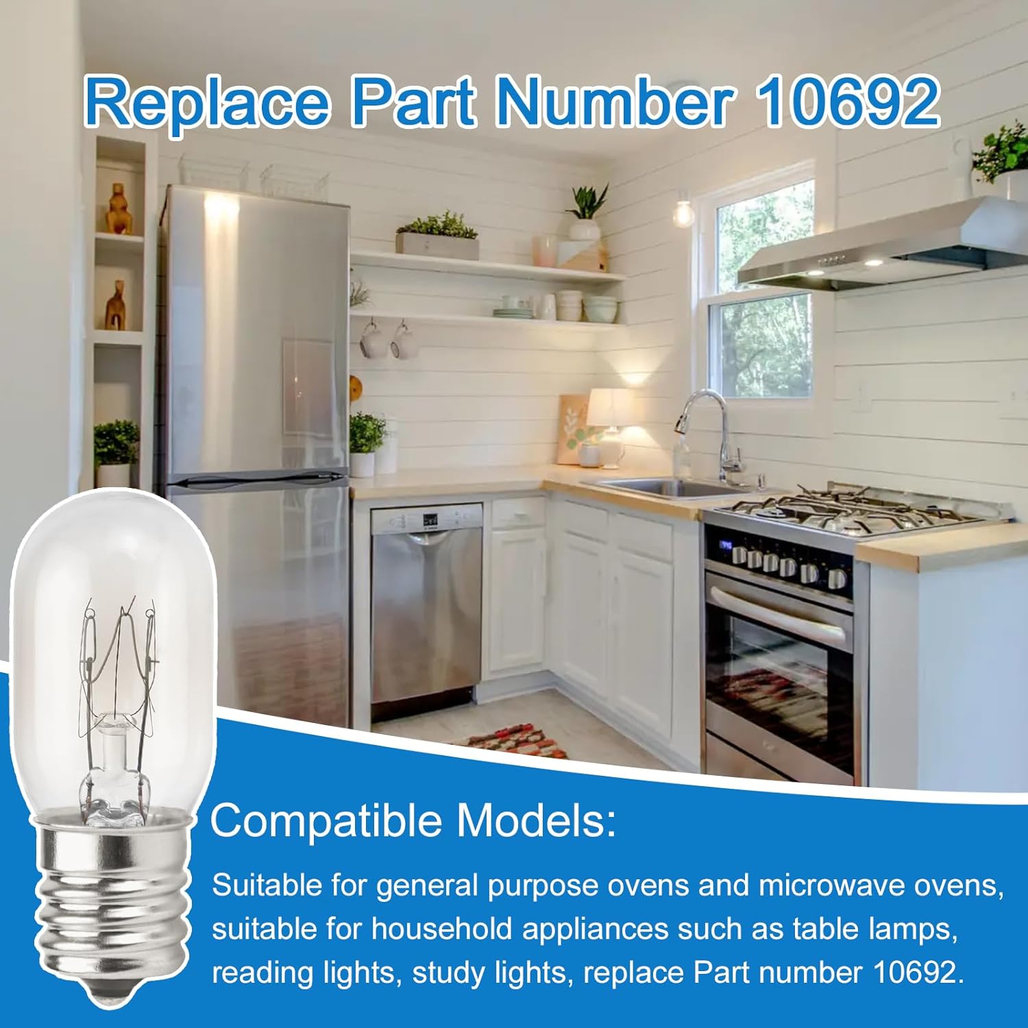 2 Pack 10692 MicrowaveBulb 110-130V Wide Voltage E17 T7 110-130V 25W Compatible with GE Appliance Bulb Fits for Whirlpool Maytag GE Amana Over The Range Hood Microwave, Appliance Bulb Lava Lamp
