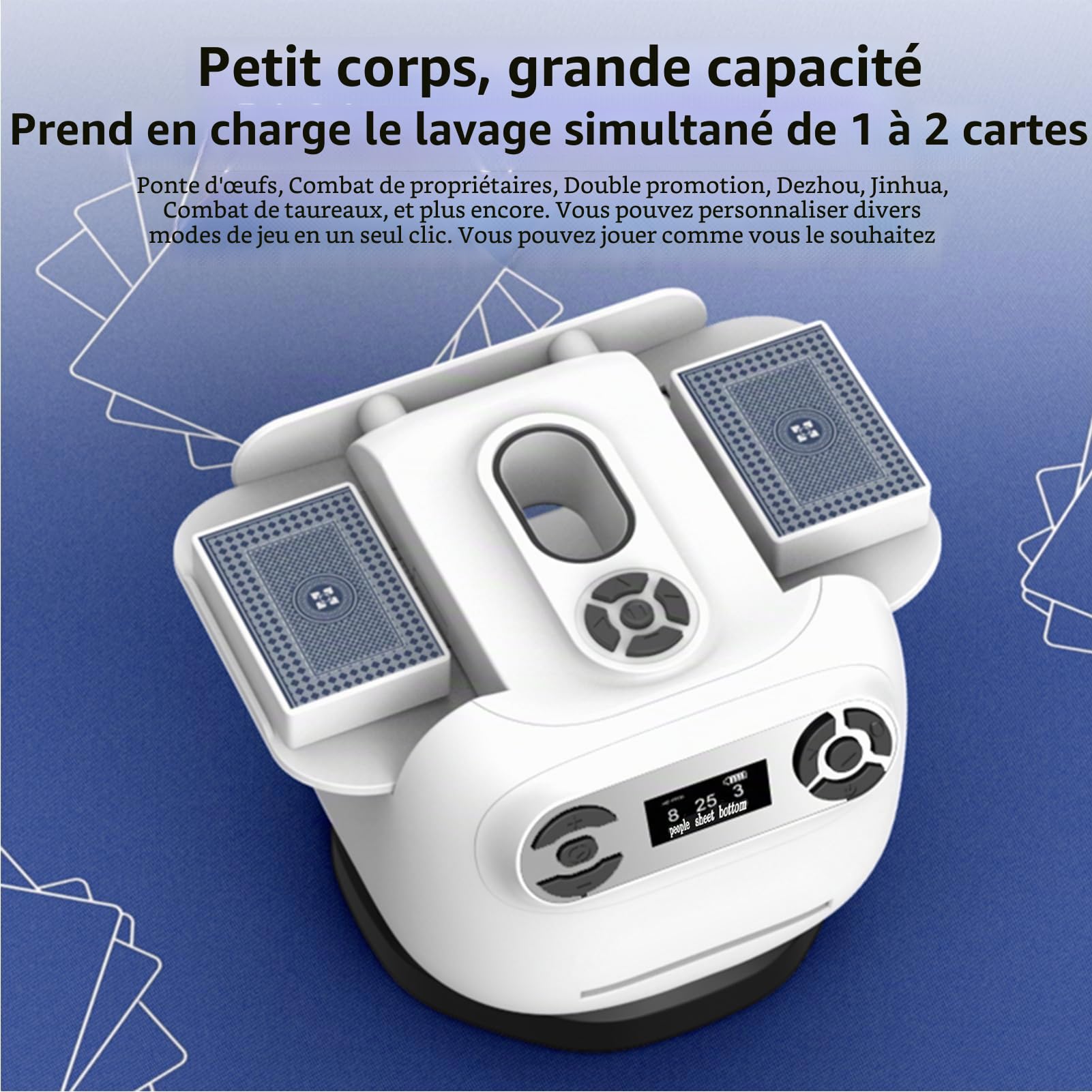 Elprico Magasin Automatique de Cartes et Concessionnaire, Machine de Shuffler de Carte Rechargeable et Programmable avec Une Opération Silencieuse pour Le Poker, Le Pont et Les Jeux