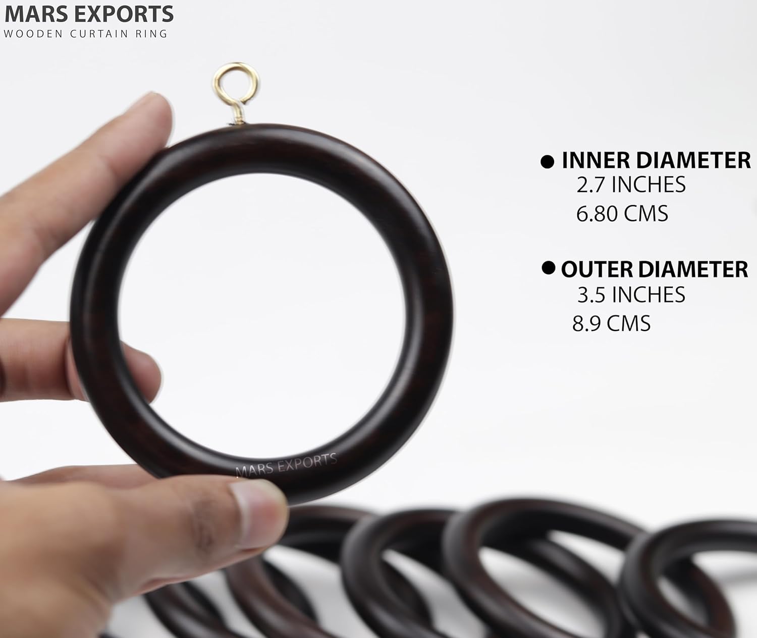 50 Pack Wooden Curtain Ring, Wood Drapery Ring, Drapes Curtain Rod, Shower Curtain Rings, 2.7 Inner Diameter, Fits up to 2 inch, Curtain Rod Ring, Black Curtain Rings,Pinch Pleat Curtain Hooks