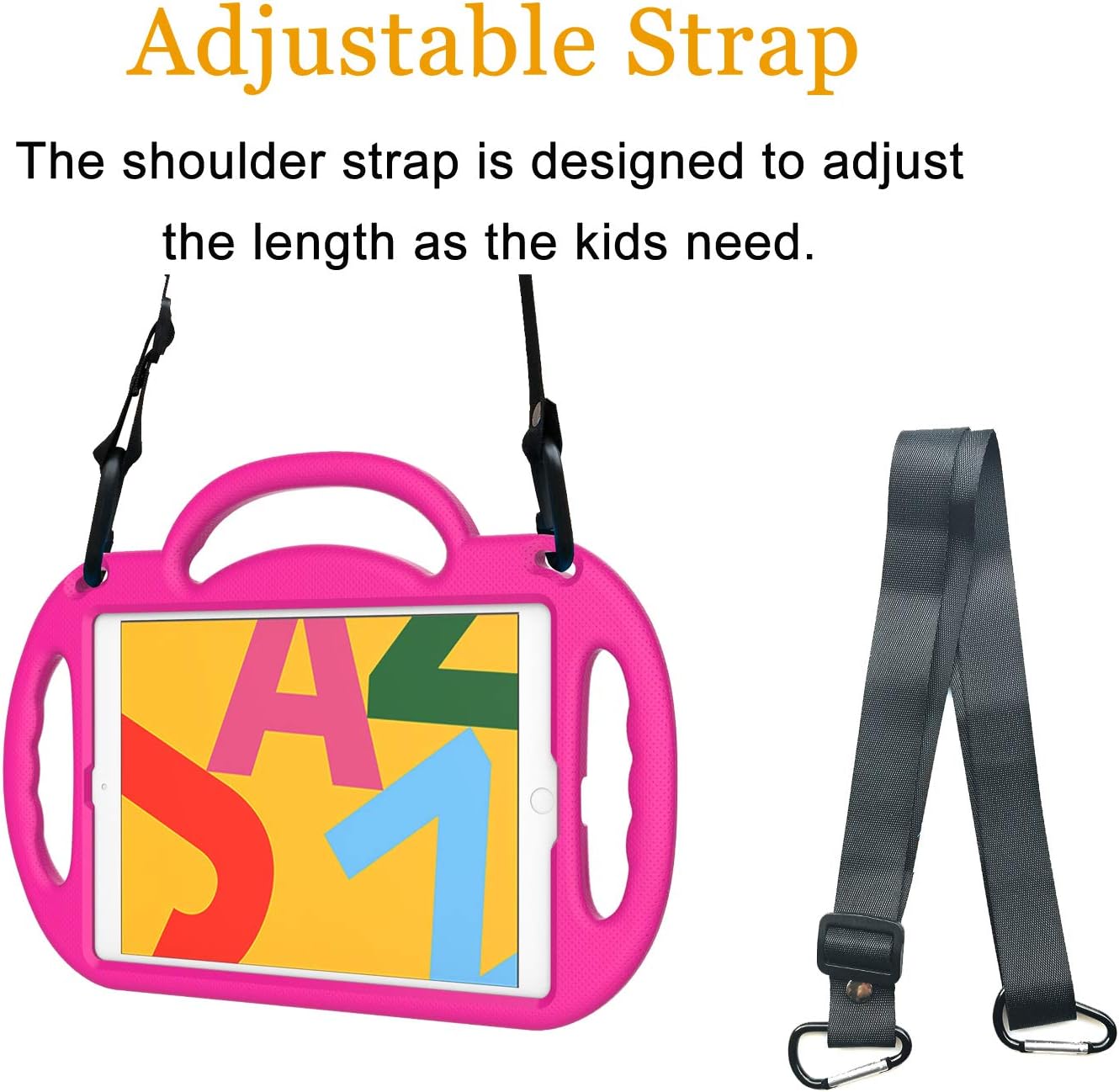 LEDNICEKER Kids Case for New iPad 10.2 2019 with Shoulder Strap - Toddler Shockproof Lightweight Handle Friendly Kids Stand Case for iPad 10.2 inch 7th Generation Latest Model - Rose