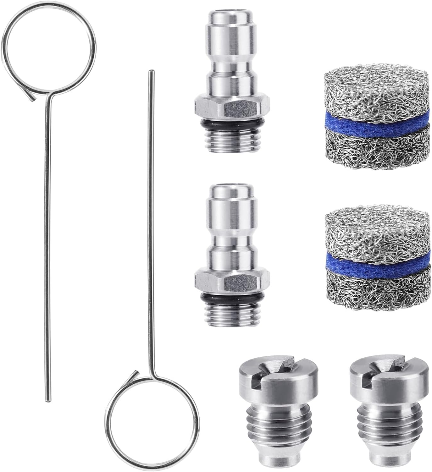 2 Sets 1.1mm Foam Cannon Orifice Kits, Premium Thread Nozzles Quick Connectors Maker Meshes and Cleaning Needles Practical Accessories for Snow Foam Lance