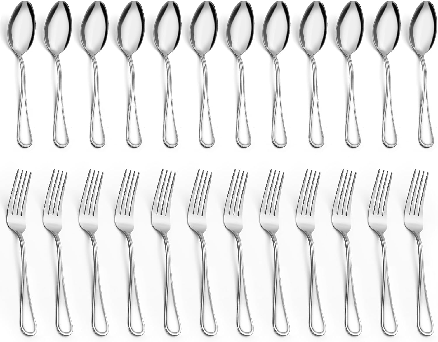 BEWOS 48Piece Forks and Spoons Silverware, 7.9Inch Dinner
