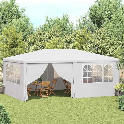 Vista 43 de vidaXL Tienda de campaña profesional para fiestas de 13.1 x 13.1 pies, toldo resistente a la intemperie con paredes laterales, polietileno Azul
