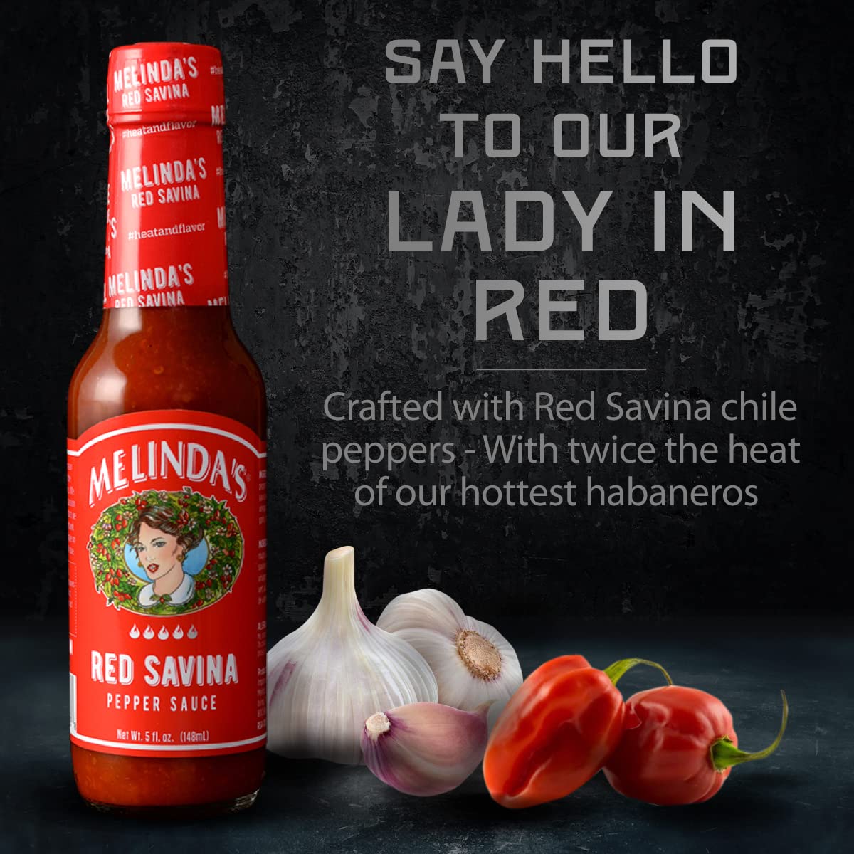 Melinda’s Red Savina Pepper Hot Sauce - Craft Extra Spicy Habanero Hot Sauce - Made with Fresh Ingredients, Red Savina Peppers, Vinegar, Carrot, Onion - 5oz, 4 Pack
