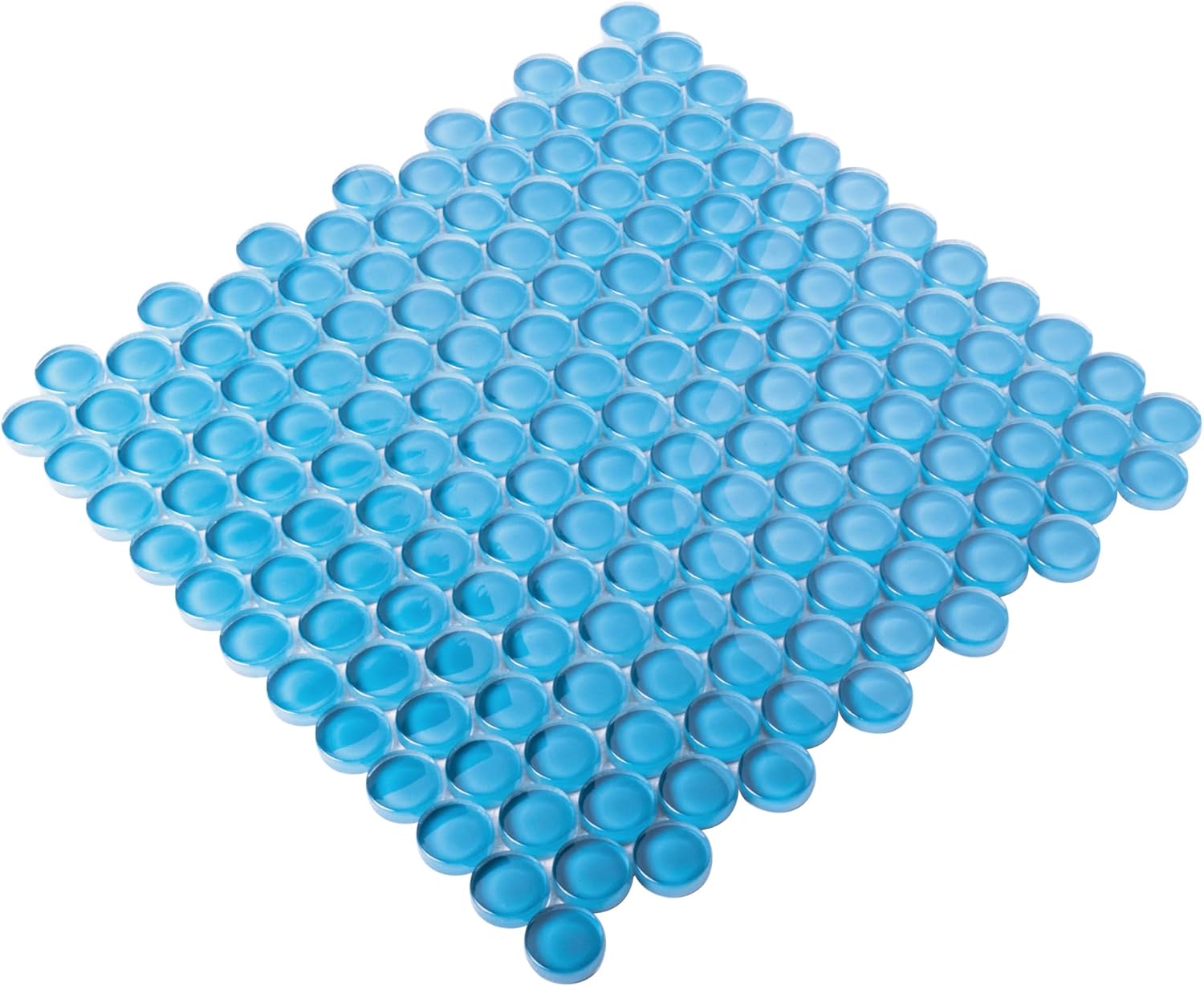 Penny Round Glass Mosaic Tile 1”x1” – 5 Sq Ft Box of 5 Tiles – Glossy Finish, Waterproof, Easy Install Mesh-Backed Tile for Kitchen Backsplash, Bathroom, Shower, Wall, & Decor - Sky Blue