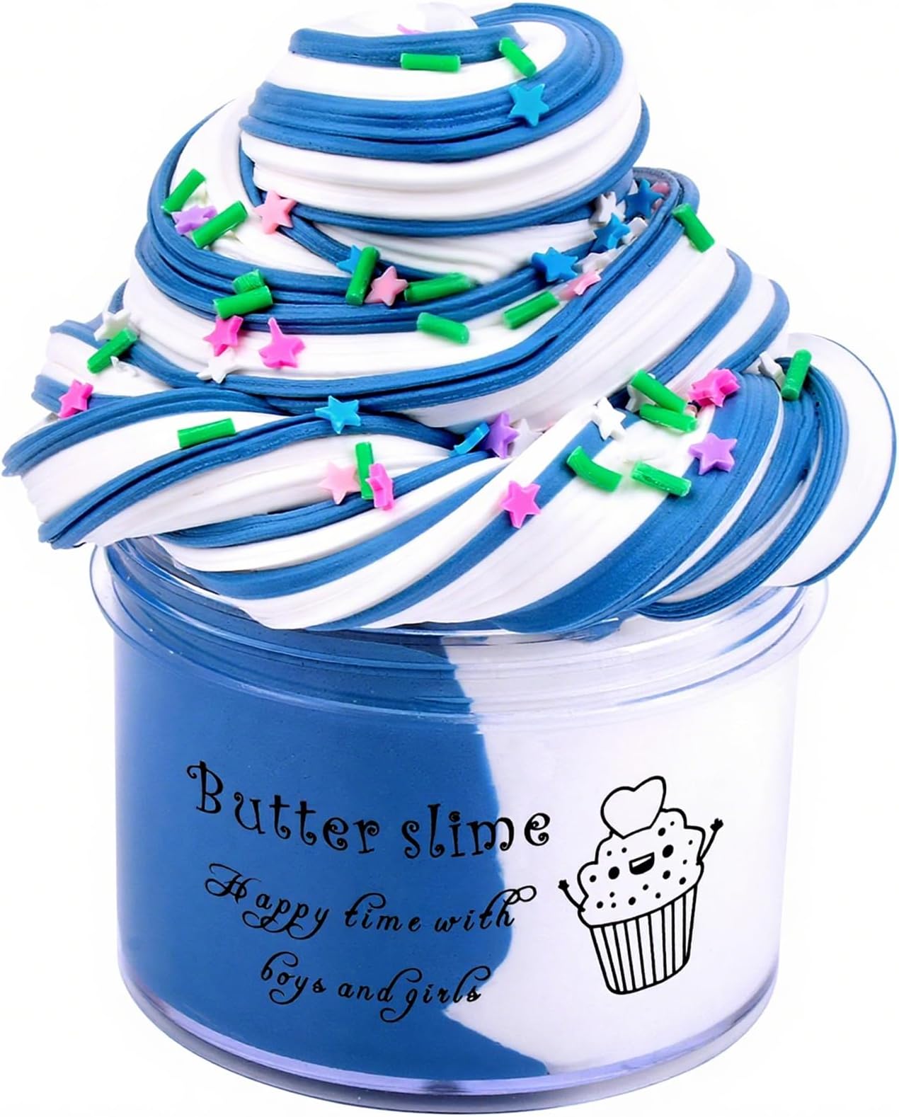 Newest Blue Butter Slime, Super Soft and Non-Sticky Fluffy Butter Slime Kit for Girls Boys, Kids Party Favors Putty Toys Gift (200ML)