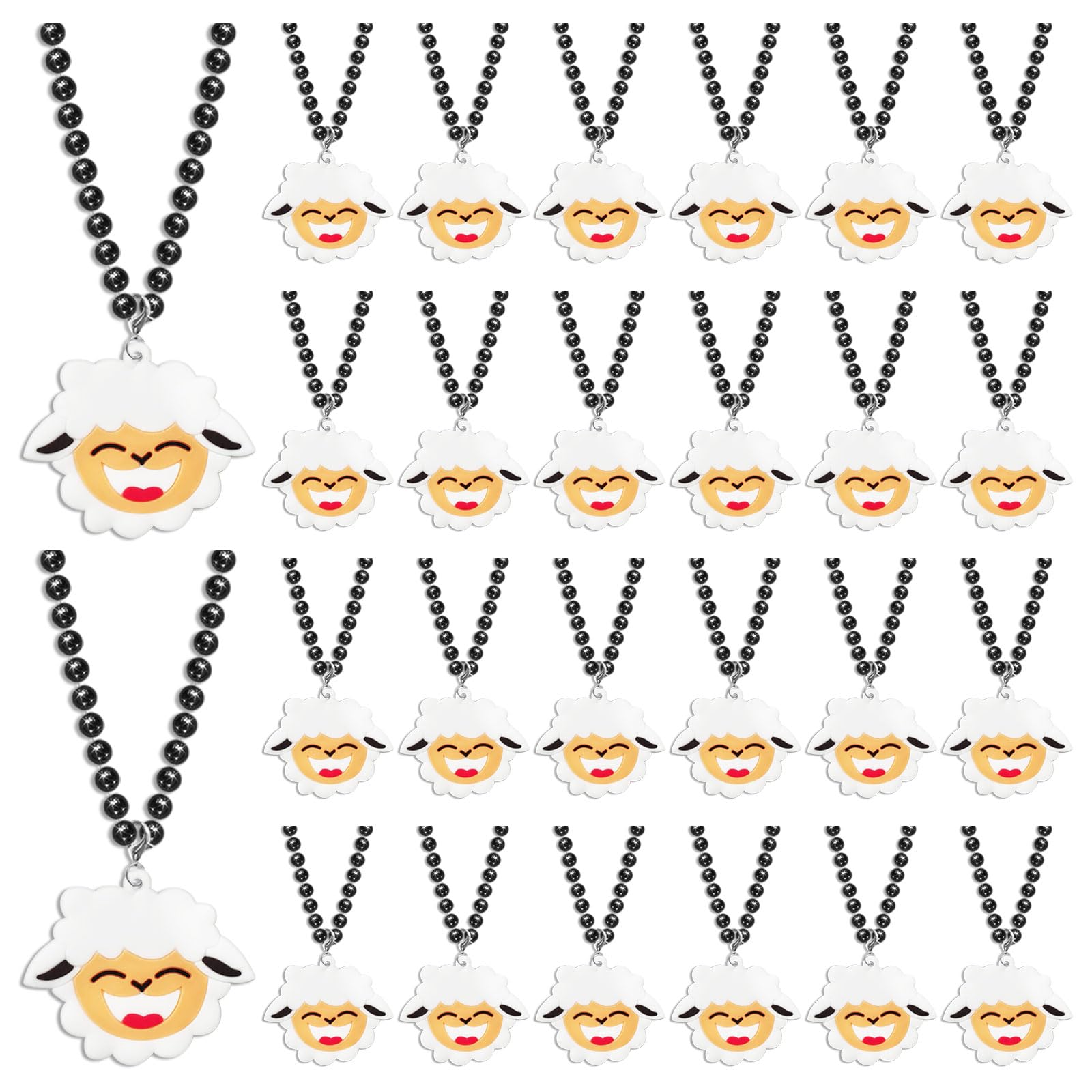 KeeStar 24 Pack Goat Necklace Party Favors for Animal Themed Party, Baby Shower, Birthday, School Carnival Rewards, Photography Props, Home