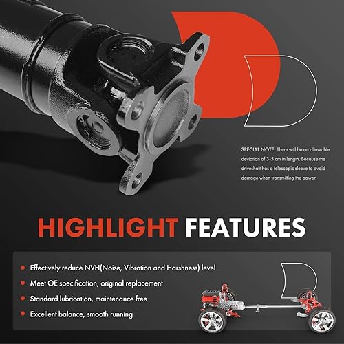 Miniatura 5 de A-Premium Conjunto completo del eje de transmisión trasero del eje de transmisión compatible con BMW 325i 2004-2006, 328i 2007-2013, transmisión