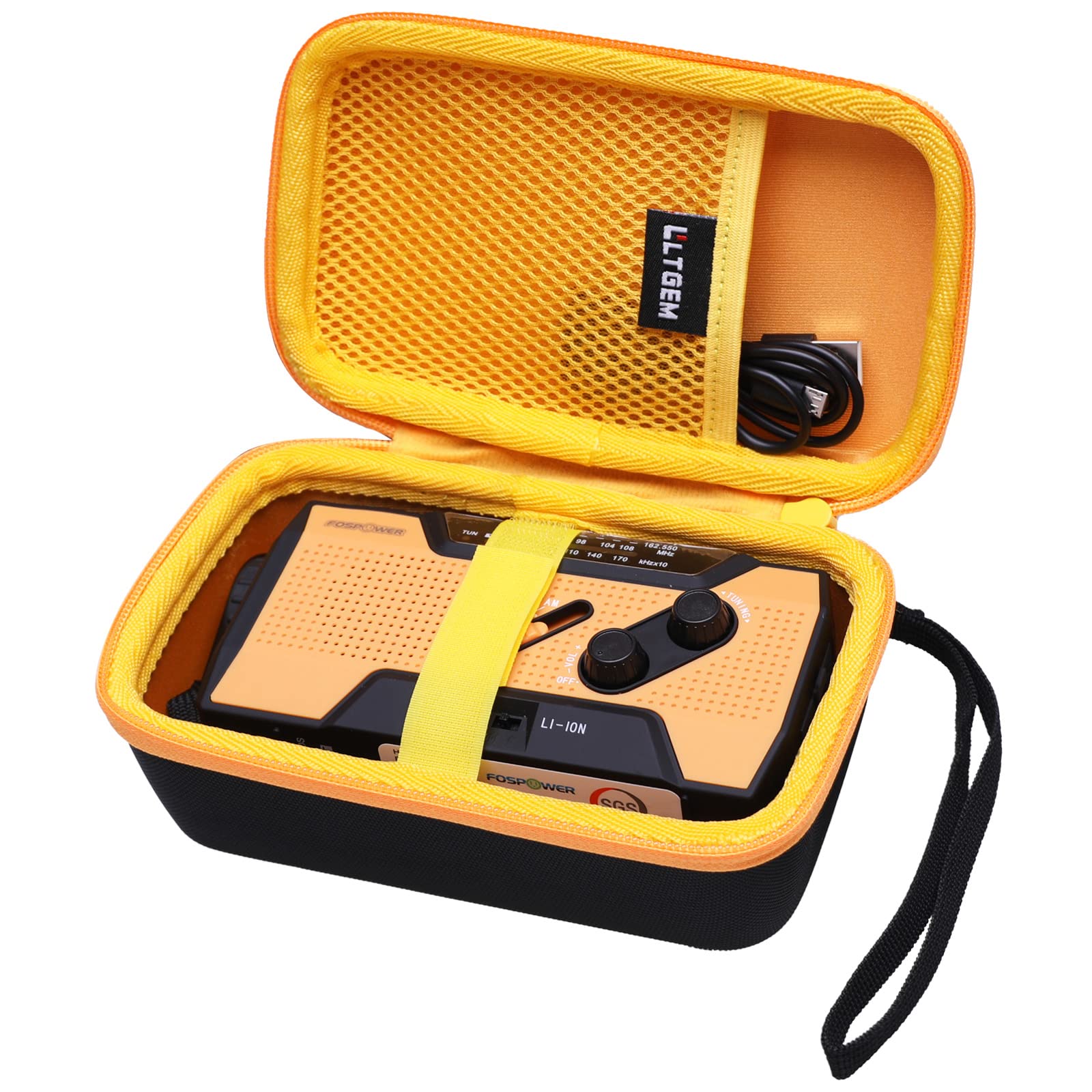 LTGEM EVA Storage Case Compatible with FosPower Emergency Weather Radio (Model A1) NOAA/AM/FM,Black + Yellow (Only Case)