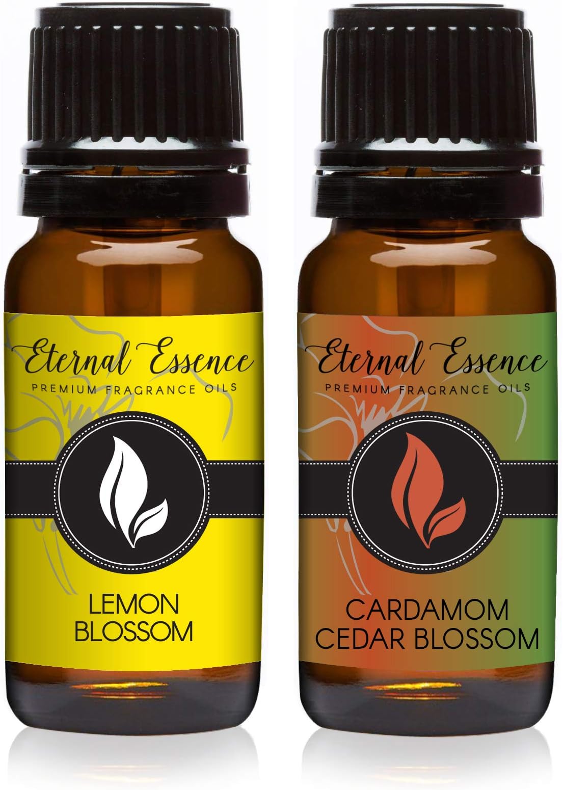 Eternal Essence Oils 2 Pack 10ml Premium Fragrance Oil - Cardamom Cedar Blossom & Lemon Blossom - for Candle, Soap Making, Aromatherapy, Diffusers, Home Care, & Humidifiers