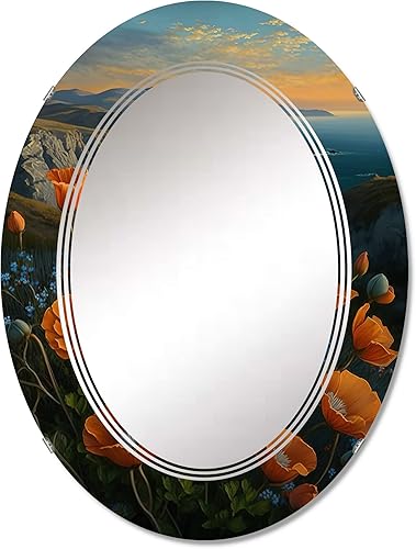 DesignQ The Coast I - Espejo de tocador, espejos de baño, espejos de pared para sala de estar, dormitorio, espejo ovalado, grande, 20 x 30 pies, 24