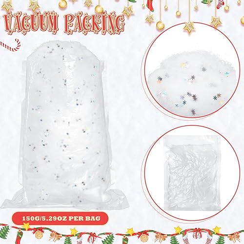 Miniatura 3 de Nieve falsa de Navidad esponjosa nieve artificial con copos de nieve de Navidad confeti de glitter nieve falsa manta de interior nieve decorativa