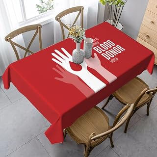 National Blood Donor Month Table Cloth Rectangle Tablecloth 35 x 55 Inches Stain and Wrinkle Resistant Washable Polyester Table Cover for Dining Room Party